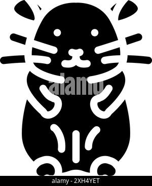 Niedlicher Hamster sitzender Haustier Glyphensymbol Vektor Illustration Stock Vektor