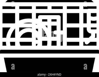 Vektor-Illustration des Hammerkäfiges mit dem Glyphen-Symbol für Haustiere Stock Vektor
