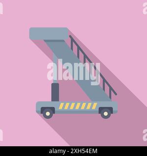 Passagiertreppe, die Flugzeug und Flughafenterminal auf rosafarbenem Hintergrund verbindet Stock Vektor