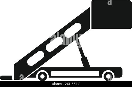 Das schwarze Silhouettensymbol einer Passagierbrücke am Flughafen dient zum ein- und Aussteigen von Fluggästen aus einem Flugzeug Stock Vektor