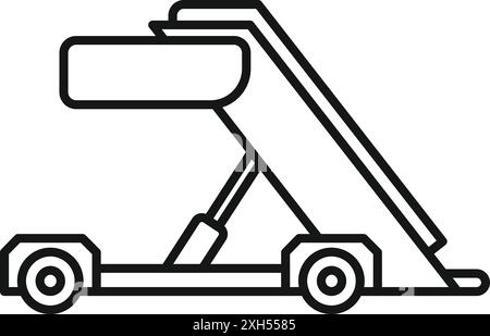 Linienzeichnung der Eingangstreppen für Flughafenpassagiere, Verbindung von Flugzeug- und Bodendiensten für den Personenverkehr Stock Vektor