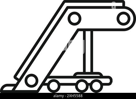 Linienzeichnung einer Fluggastbrücke, die ein Flugzeug mit einem Flughafenterminal verbindet Stock Vektor