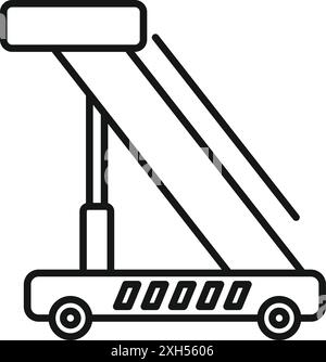 Einfaches Liniensymbol einer mobilen Flughafengangway, die ein Flugzeug mit dem Terminalgebäude verbindet Stock Vektor