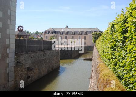 Villandry, Tours, Frankreich. Ein Blick aus der Vogelperspektive auf die berühmten Renaissancegärten des Château de Villandry im Loire-Tal. Stockfoto