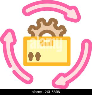 Vektorgrafik für das Farbsymbol für den Lagerverwaltungsprozess Stock Vektor