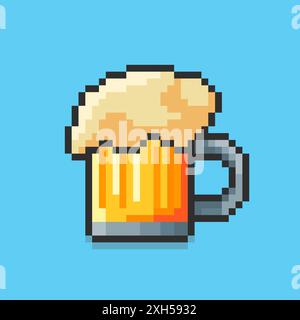 Vektor-Illustration von Bier mit Pixel Art Design, perfekt für Spielelemente thematische Designs Stock Vektor