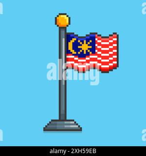 Vektor-Illustration der Malaysia Flagge mit Pixel Art Design, perfekt für Spiel-Assets Themen Designs Stock Vektor