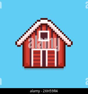 Vektor-Illustration des Bauernhauses mit Pixel Art Design, perfekt für Spielelemente thematische Designs Stock Vektor