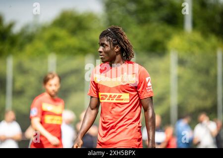 Farum, Dänemark. Juni 2024. Caleb Yirenkyi vom FC Nordsjaelland wurde während eines Testspiels zwischen dem FC Nordsjaelland und Randers FC in Farum gesehen. Stockfoto