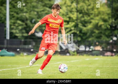 Farum, Dänemark. Juni 2024. Justin Janssen vom FC Nordsjaelland wurde während eines Testspiels zwischen dem FC Nordsjaelland und dem FC Randers in Farum gesehen. Stockfoto