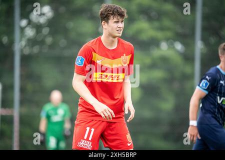 Farum, Dänemark. Juni 2024. Mads Hansen (11) vom FC Nordsjaelland wurde während eines Testspiels zwischen FC Nordsjaelland und Randers FC in Farum gesehen. Stockfoto