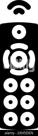 Etikett der Fernbedienung Produktvorsichtshinweis Glyphe-Symbol-Vektorillustration Stock Vektor