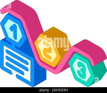 Optimierung der isometrischen Symbolvektorgrafik für Geschäftsprozesse Stock Vektor