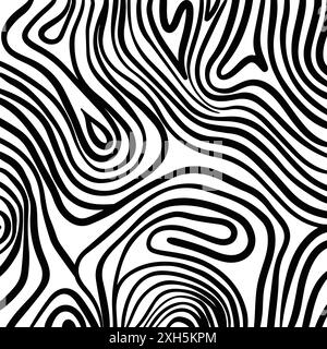 Abstrakter Hintergrund mit handgezeichneten, wirbelnden Linien in Schwarz-weiß Stock Vektor
