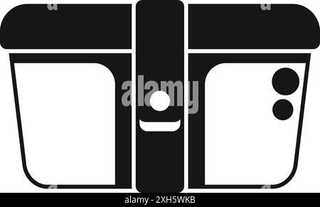 Schwarz-weiße Ikone einer Lunchbox, perfekt für Lunchpakete, Schulmahlzeiten oder gesunde Ernährung Stock Vektor