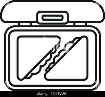 Diese einfache Lunchbox-Ikone bietet eine klassische Mahlzeit, perfekt für Lunchpakete und schnelle Mahlzeiten Stock Vektor