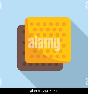 Zwei quadratische Kekse mit Marmelade-Füllung sind übereinander angeordnet, was das Konzept des Desserts repräsentiert Stock Vektor