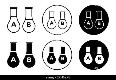 A B Testsymbol Vektorsymbol oder Zeichensatz Sammlung in Schwarzweiß-Umrandung Stock Vektor