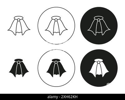 Cape Icon Vector Symbol oder Schild Set Kollektion in Schwarz-weiß-Umrandung Stock Vektor