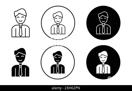 Business man Icon Vector Symbol oder Sign Set Kollektion in schwarz-weiß Umrisse Stock Vektor