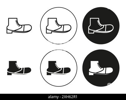 Brisk Boots Icon Vektorsymbol oder Zeichensatzkollektion in schwarz-weißer Umrandung Stock Vektor