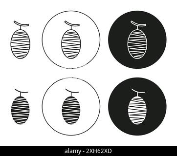 Cocoon-Symbol Vektorsymbol oder Zeichensatz-Sammlung in Schwarzweiß-Umrandung Stock Vektor