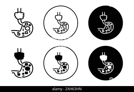 Ösophaguskrebs Icon Vektor-Symbol oder Zeichensatz Sammlung in schwarz-weiß-Umriss Stock Vektor