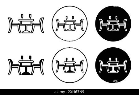 Esstisch Icon Vektorsymbol oder Schild Set Kollektion in schwarz-weiß Umrisse Stock Vektor