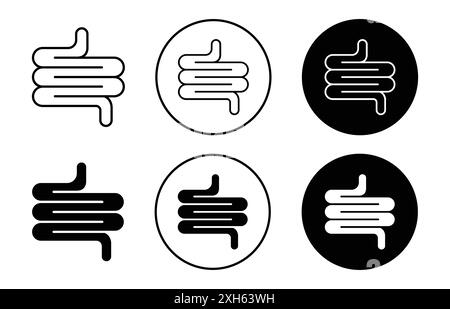 Gut Icon Vector Symbol oder Zeichensatz Kollektion in schwarz-weißer Umrandung Stock Vektor