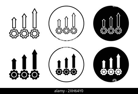 Verbessern Sie die Sammlung von Symbol-Vektorsymbolen oder Zeichensätzen in Schwarzweiß-Umrandung Stock Vektor