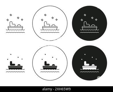 Pedalo Icon Vector Symbol oder Zeichensatz Kollektion in schwarz-weiß-Umrandung Stock Vektor