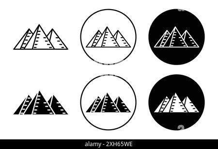 Pyramidensymbol Vektorsymbol oder Zeichensatzsammlung in Schwarzweiß-Umrandung Stock Vektor