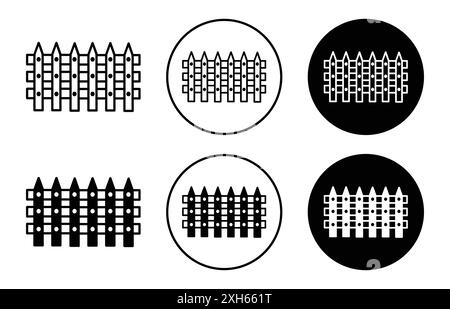 PALNK ZAUNSYMBOL Vektorsymbol oder Zeichensatzsammlung in schwarz-weißer Umrandung Stock Vektor
