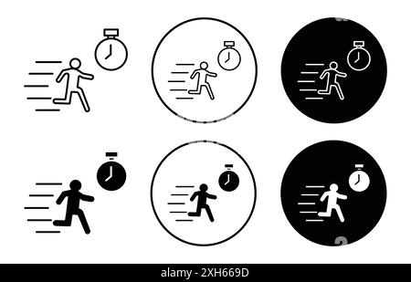 Beeilen Sie sich mit dem Symbol Vektorsymbol oder Zeichensatz in Schwarz-weiß-Kontur Stock Vektor