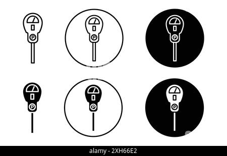 Symbol für Parkuhr Vektorsymbol oder Schildersatz in schwarz-weißer Umrandung Stock Vektor
