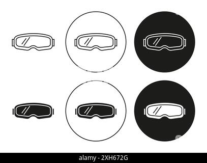 Skibrille Icon Vector Symbol oder Zeichensatz Kollektion in schwarz-weiß-Umrandung Stock Vektor
