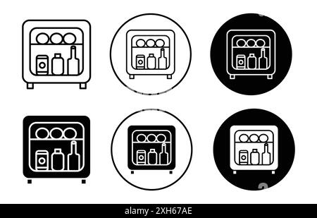 Minibar Symbol Vektorsymbol oder Zeichensatz Sammlung in schwarz-weiß-Umrandung Stock Vektor