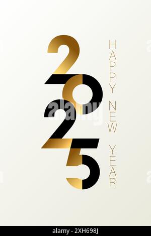 Happy New Year 2025, Design-Konzept für Typografie-Logos. Frohes Neues Jahr 2025, für saisonale Feiertage, Grußkarten und Kalender. Vektorabbildung Stock Vektor