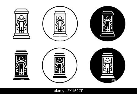 Teleport-Symbol Vektorsymbol oder Zeichensatz-Sammlung in Schwarzweiß-Umrandung Stock Vektor