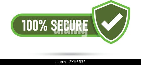 100 % sicheres Symbol im flachen Stil. Vektorillustration der Datenschutzgarantie auf isoliertem Hintergrund. Geschäftskonzept für Sicherheitsrisikozeichen. Stock Vektor