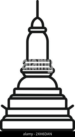 Diese einfache Strichkunst-Illustration zeigt eine buddhistische Stupa, eine kuppelförmige Struktur, die als buddhistischer Schrein errichtet wurde Stock Vektor