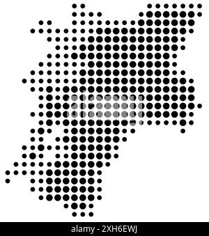 Symbolkarte der Grafschaft Nord-Trondelag (Norwegen), die den Staat/die Provinz mit einem Muster schwarzer Kreise zeigt Stock Vektor