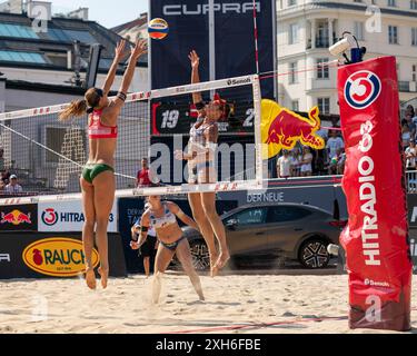 Wien, Österreich. Juli 2024. WIEN, ÖSTERREICH - 12. Juli: Agatha Bednarczuk versucht am 4. Tag des A1 BEACH pro Vienna 2024 in Heumarkt am 12. Juli 2024 in Wien, Österreich, 240712 SEPA 25 007 - 20240712 PD2184 Credit: APA-PictureDesk/Alamy Live News Stockfoto