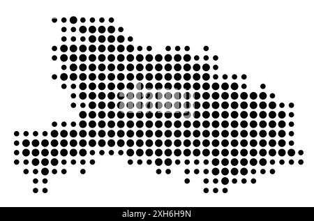 Symbolkarte der Provinz Hubei (Volksrepublik China), die den Staat/die Provinz mit einem Muster schwarzer Kreise zeigt Stock Vektor