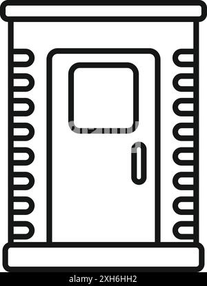 Strichzeichnung eines elektrischen Transformatorkastens, der Strom liefert Stock Vektor