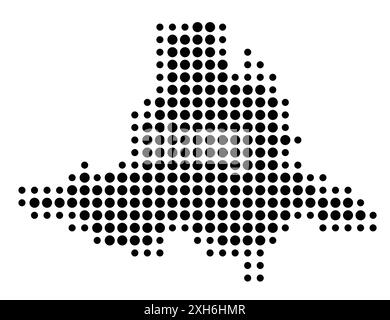 Symbolkarte der Region Jihomoravsky (Tschechische Republik), die den Staat/die Provinz mit einem Muster schwarzer Kreise zeigt Stock Vektor