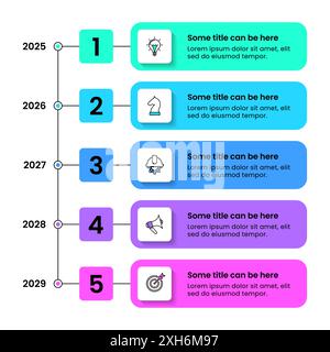 Infografik-Vorlage mit Symbolen und 5 Optionen oder Schritten. Zeitleiste. Kann für Workflow-Layout, Diagramm, Banner, webdesign verwendet werden. Vektorgrafik Stock Vektor