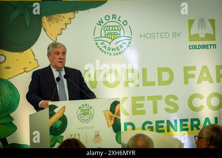 Rom, Rm, Italien. Juli 2024. Außenminister ANTONIO TAJANI hält seine Rede während des Plenums. (Kreditbild: © Marco Di Gianvito/ZUMA Press Wire) NUR REDAKTIONELLE VERWENDUNG! Nicht für kommerzielle ZWECKE! Stockfoto