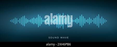 Schallwelle des Equalizers. Voice EQ auf dunkelblauem Hintergrund. Konzept sprechende Schallwelle. Vektorabbildung Stock Vektor