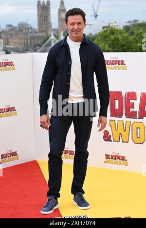 London, Großbritannien. Juli 2024. Hugh Jackman beim britischen Fotogespräch für Deadpool & Wolverine, London, UK. Juli 2024. Foto: Stuart Hardy/ABACAPRESS. COM Credit: Abaca Press/Alamy Live News Stockfoto